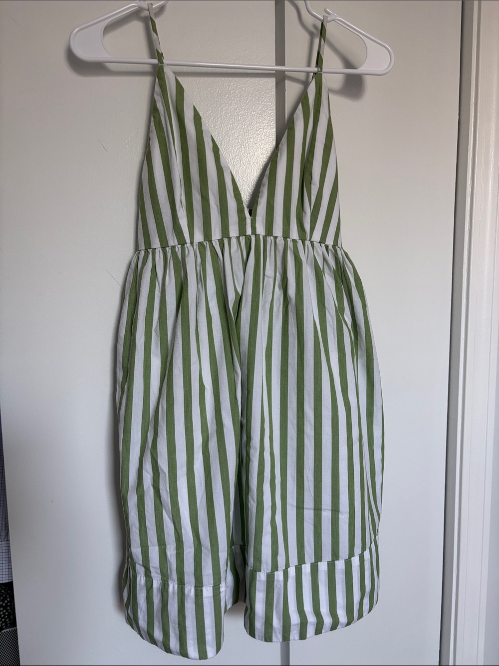 Green and White Striped Abercrombie Sundress in XS